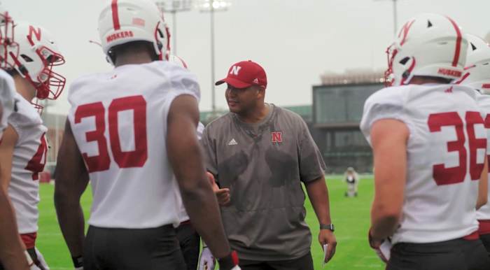 Defensive coordinator Tony White 2023 Nebraska football fall camp